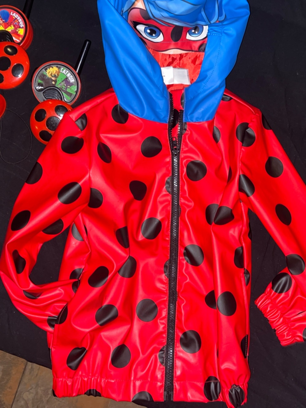 miraculous ladybug Red and Black Hooded Costume Jacket w Walkie Talkies & yo-yo